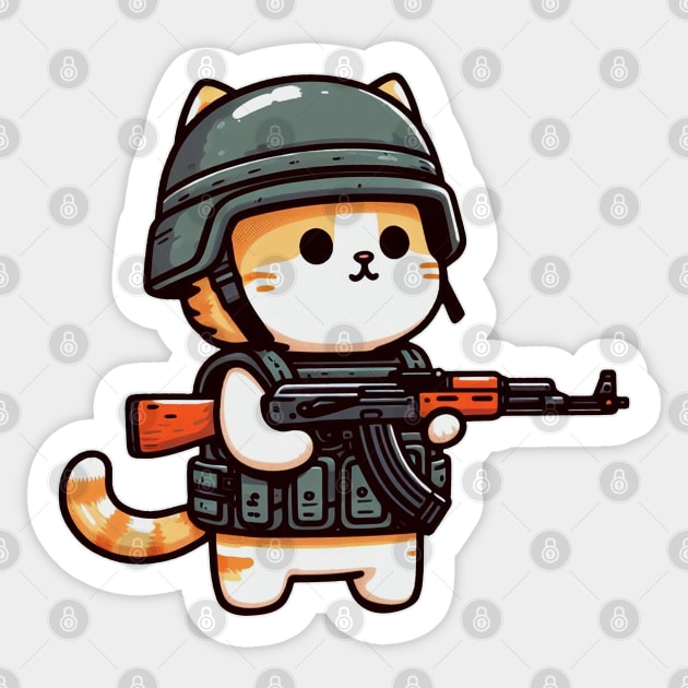 cute soldier cat Sticker by Yaydsign